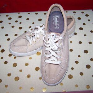 Keds Tan and White Striped Sneakers Sz 8